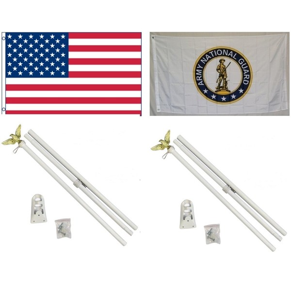 NEW 3'x5' NATIONAL GUARD & Embroidered AMERICAN Flags & 2