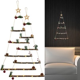 infactory Easter decoration: set of 2 decorative wooden ladders, 30 LEDs each, Christmas tree shape for hanging (Christmas decoration, dinner scene, decorative evening scene, fairy lights)