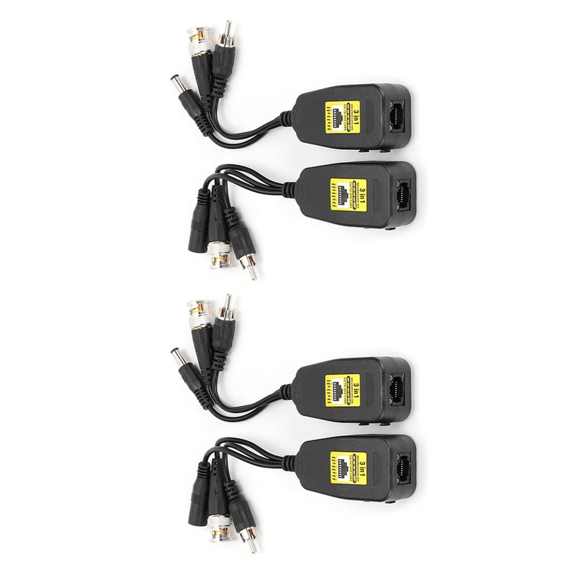 2Pair 3 In-1 PowerVideoAudio Balun Connector Transmitter 8MP CVi AHd