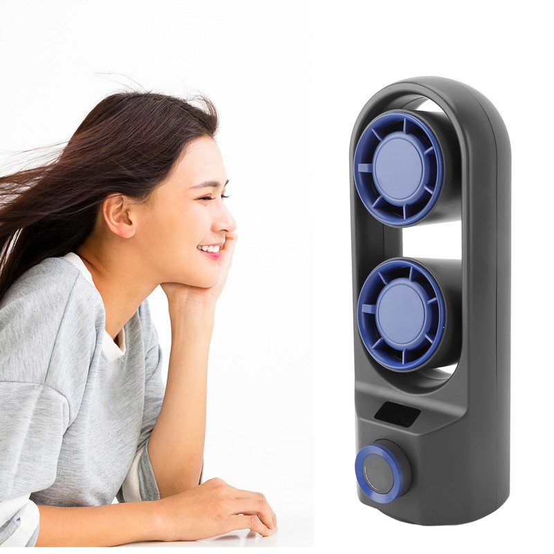 Desktop Tower Fan Profesional Efficient Stepless Speed Adjustable Dual Turbine