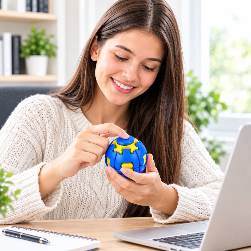Press-to-Spin Fidget Ball for Teens & Adults – Transformable Spinning