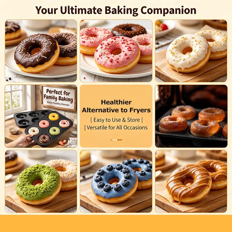2 Pack Nonstick Donut Baking Pans, 6 Cavity Easy Steel