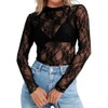 Elesomo Mesh Tops for Womens Casual Long Sleeve Shirts Lace