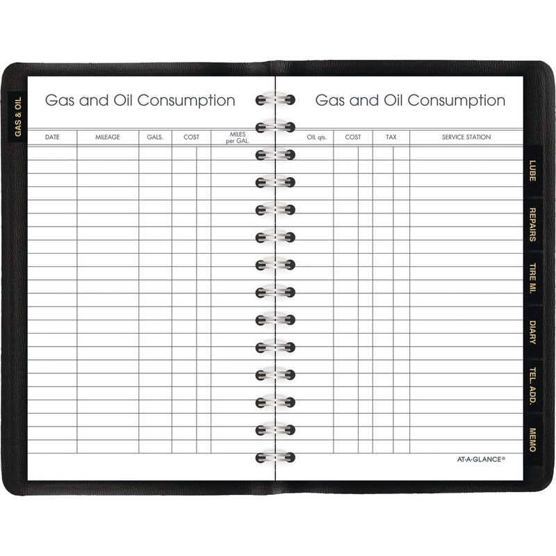 AT-A-GLANCE Auto Mileage Log Record Book, 3.75 x 6.12 Inches,