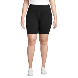 Lands' End Women's Plus Size Active High Impact 7" Pocket Bike Shorts 3X Black
