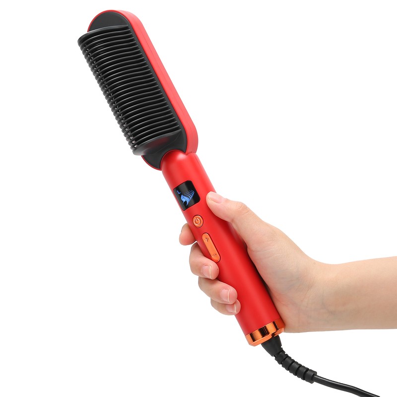 Hair Straightening Brush Negative Ion Combs AntiScald Heated Styling Brush
