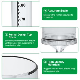 Zylaer Rain Gauge Outdoor Rain Gauge Accurate to 0.01 Inches with Mounting Bracket All-Weather Rain Gauge Suitable for Farm Garden Courtyard