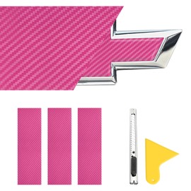 Bilisin Compatible with Bowtie Emblem Logo Wrap Stickers Cut-Your-Own Vinyl Wrap Overlay DIY Decals for Chevy 11.8" x 4",3PCS Pink