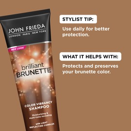 John Frieda Brilliant Brunette Shampoo, Multi-Tone Color Protecting Shampoo, Helps Unlock Vibrant Color, 8.45 Ounce (2 Pack)