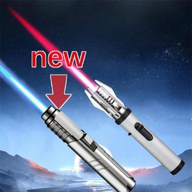 Butane Gas Lighter 360° Use Metal Outdoor Windproof Turbine Torch Jet Lighter  BBQ Welding  Tool 1PC Red Flame Excluding Butane Gas(Butane Gas Is Not Included/Self-Contained Gas Is Required) - Color: Silver