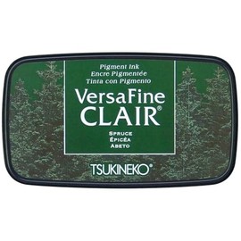 Tsukineko VersaFine Clair Ink Stamping Green, Spruce-Large-Opaque, Waterproof, Archival-Embossing, pad Size: 7.6 x 3.5 cm