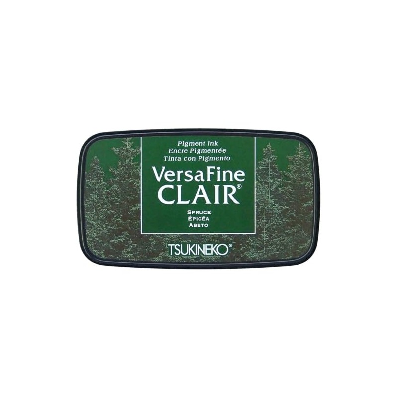 Tsukineko VersaFine Clair Ink Stamping Green, Spruce-Large-Opaque, Waterproof, Archival-Embossing, pad