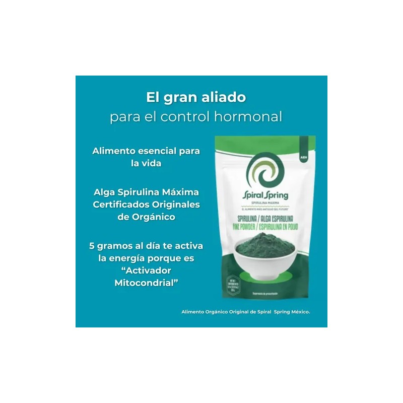 Spirulina Maxima Polvo Spiral Spring 250g Suplemento Natural