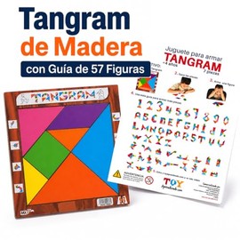 Tangram de Madera para Niños con Guía de 57 Figuras | Juguete Didáctico Montessori | Desarrolla Capacidad Espacial y Coordinación Chico