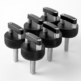 Keycci Quick Removal Fastener Thumb Screw, Compatible with J eep Wrangler JK 2007-20018 JL 2018-2022 & Gladiator JT, Aluminum Hard Top Integrated D Ring Black, 6 Pack