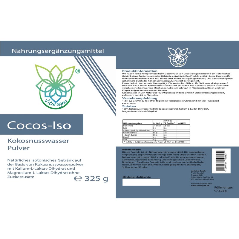 VITARAGNA Cocos-Iso Electrolytes – Coconut Water Powder Mix for Isotonic