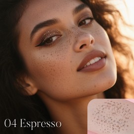 Prreal Eyeliner Freckle Pen, 2 in 1 Espresso Freckle Stamp and Black Liquid Eyeliner, Waterproof, Natural Lifelike Freckles Makeup, Soft Sopt Pen Magic Fake Freckles, 04