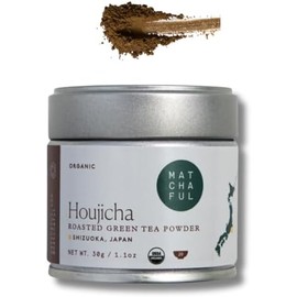 MATCHAFUL Matchaful - Houjicha en polvo - Té verde tostado orgánico - Suave y terroso con notas de café, arroz inflado y cacao - Disfrútelo caliente