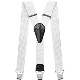 Decalen Men's Braces Wide Extra Strong Clips Y Shape Long for Men and Women One Size Fits All Different Colours - White