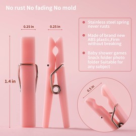60PCS Baby Shower Clothespin Games Girl Plastic Mini Clothes Pins 1.4 inch for Party Decorations,DIY Crafts (Pink)