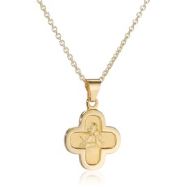 Xaana AMZ00151 Children's Guardian Angel Pendant "Gott schütze Dich" 12 mm 333 Yellow Gold with Gold-Plated Silver Chain 36/38 cm, Rubber, No Gemstone