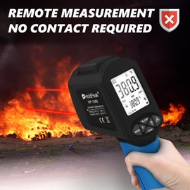 HOLDPEAK Non-Contact Infrared Thermometer Gun, -58℉~2876℉ High Temp Laser Industrial Thermometer with Adjustable Emissivity, Backlit LCD, MAX/MIN/DIF/AVG, for Industrial & Home Use (NOT for Human)
