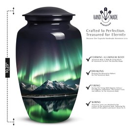 YATSKIA Large Aurora Borealis Northern Light Urn for Ashes Mom & Dad - Cremation Urn for Adult Male & Female - Burial Urns for Adult Human Ashes - Funeral Decorative Urn - Human Remains Memorial Women