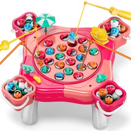 Fishing Games for Kids, 70 pcs Magnetic Fishing Table Toys Game for Toddlers Kids Boys Girls Ages 3-5 4-8, Toddlers Travel Party Rotating Board Toys with Sound, Christmas Birthday Gift for Boys Kids