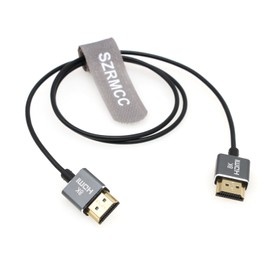 SZRMCC 8k Ultra Thin 2.5mm HDMI Cable HDMI to HDMI 2.1 Flexible High Speed 4K@60Hz Type A Cable for Z Cam E2 Portkeys BM5 Atomos Shinobi Ninjav V Monitor Sony Canon Camera (Gray, 75cm)