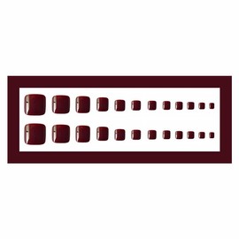 evpct Dark Red Press on Toenails Square Short for Women, Pure Red Fake Stick Press on Toe Nails for Gift, Soft Gel Glue On Toenail Set Kit Perfectly Fit Full Cover Reusable Glossy Fake Toenails, 24Pcs