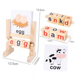 FELTECHELECTR 1set Rotating Letter Blocks Spelling Game Flash Cards for Kindergarten Early Learning Reading Toy for Toddlers Engaging Alphabet Matching Activity