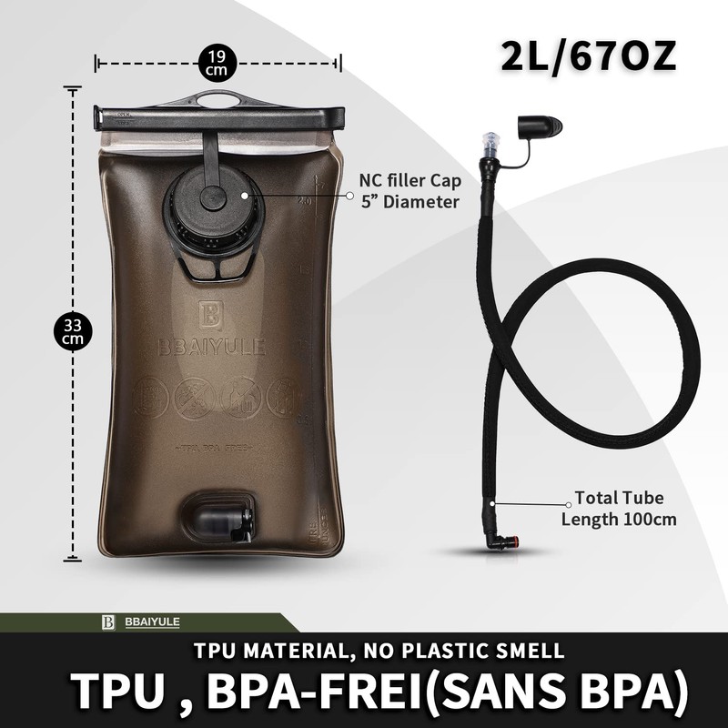 Hydration Bladder 2L/3L, Hydration Backpack BPA Free & Tasteless Hydration