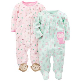 Simple Joys by Carter's Baby Girls’ 2-Pack Cotton Footed Sleep and Play Onesie