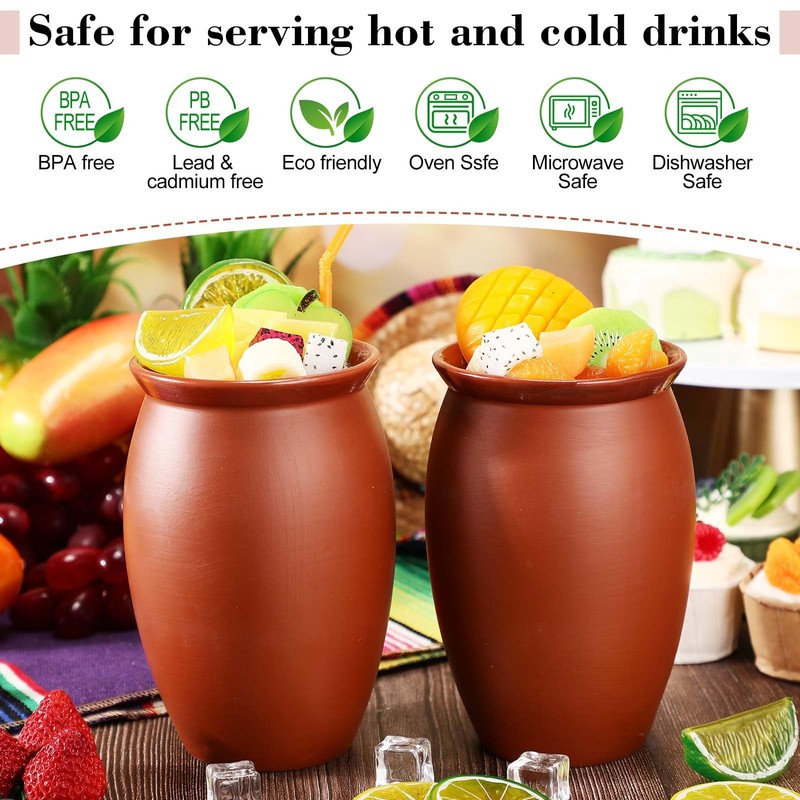 Gejoy 6 Pcs 35 oz Large Cantaritos De Barro Mexicanos