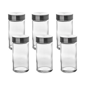 VITA PERFETTA 6 x Spice Jars with Shakers, Glass Spice Jars with Lids Storage for Oils, Spices, Herbs, Tea 80ml (9.5 x 4.5cm)