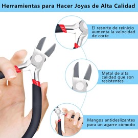 Juego de 8 Alicates para Hacer Joyas, Kit de Pinzas para Bisuteria Punta Corte Engarce Plana, Herramientas de Fabricación
