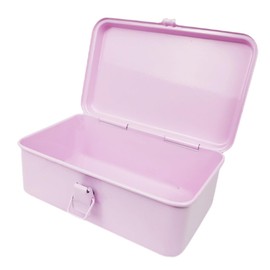 Tofficu Metal Toolbox Organizer Sturdy Tool Storage Case for Garage Home Essential Tool Container with Locking Mechanism Pink Color