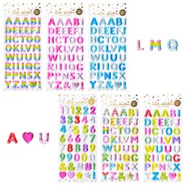 6 Sheets Ymapinc Puffy Alphabet&Number Stickers,Colorful Glitter Foam Letters Sticky ABC Stickers for Kids Crafts,DIY,Scrapbooking, Classroom Projects