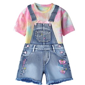 Peacolate Little Girl 2-Piece Clothing Set White T-Shirt Star Shorts Suit Summer Set 5-10 Years, Pink (pink butterfly)