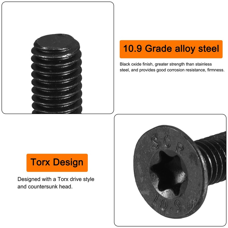 uxcell M4-0.7x10mm Flat Head Torx Anti Theft Machine Screws, 20Pcs