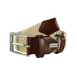 Biagiotti Men's and Women's Braided Elastic Belt with Genuine Leather Inserts and Gift Box, beige