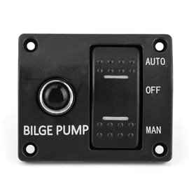 Bilge Pump Switch Panel Bilge Pump R 3-Way Bilge Pump Switch Panel Auto/Off/Manual 12V 24V with LED Indicator Built-In 15A Circuit Breaker