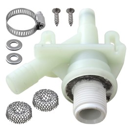 INGQI New Toilet Water Valve Kit for RV Camper Vacu-flush & Boat, Easy to Install, Lasting Plastic Material, Includes Hose Fasteners and Stainless Mesh Filters - Part Number 385311641