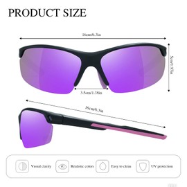 Polarized Cycling Glasses,Safety Goggles UV400 Protection,Running Fishing Driving Hiking Ski Bike Glasses, Sports Sunglasses Outdoor for Men Women Youth (purple)