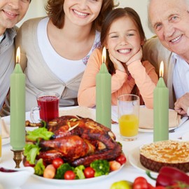 NJAO HOO Light Green Short Taper Candle 7 Inch Candlesticks Unscented Dripless Tapered Candle Set for Home Decor Wedding Party Dinner Candles, 4 Pack