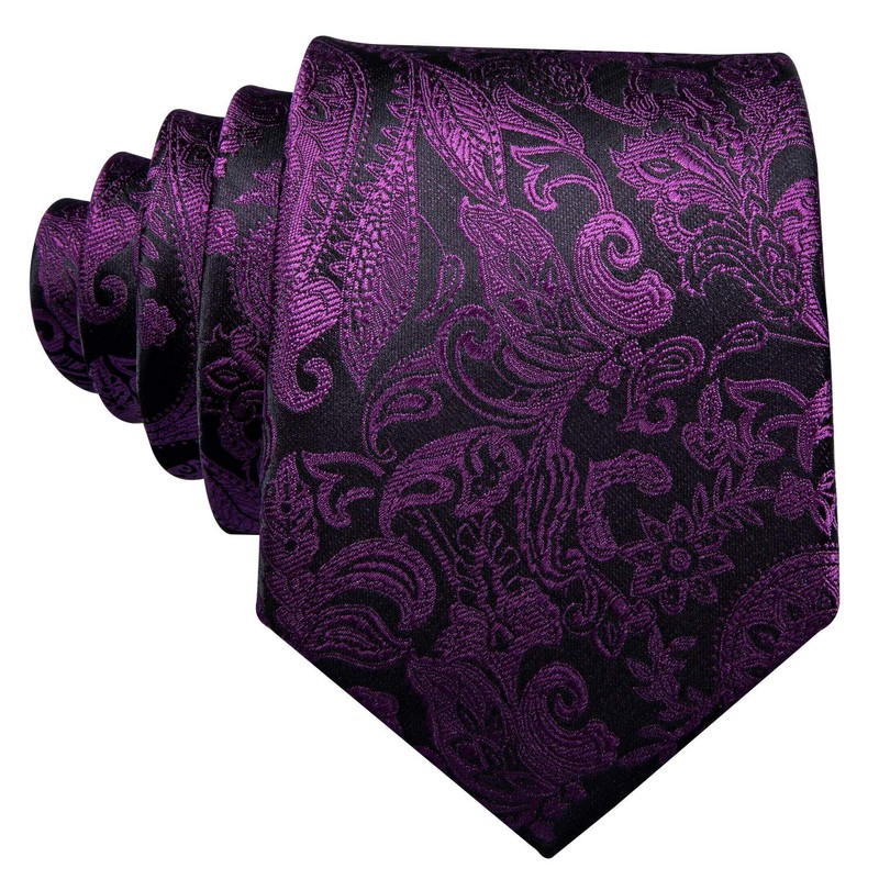 Barry.Wang Men's Silk Paisley Ties with Handkerchief Cufflink Tie Set