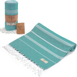 SMYRNA TURKISH COTTON Classical Series Original Turkish Beach Towel | Prewashed, 37 x 71 Inches | Peshtemal and Turkish Bath Towel for SPA, Beach, Pool, Gym and Bathroom