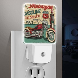 Jahiona LED Night Light Lamp with Smart Sensor Dusk to Dawn Sensor,Motorcycle Retro Biker Garage Night Light Daylight White,0.5W Plug-into Wall for Adults,Bedroom,Bathroom,Hallway,Kitchen
