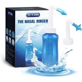 D-Oasis Neti Pot Sinus Rinse Kit for Saline Nasal Rinse–Sinus Rinse Bottle for Nasal Irrigation System–Nasal Douche Kit for Allergy & Congestion Aid–Nasal Rinse Nose Cleaner for Adults & Kids (300ml)