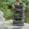 Gardenised Decorative 4 Tier Rock Look Water Fountain with LED